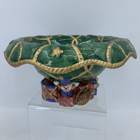 Vtg 1994 Fitz And Floyd Santa’s List Footed Hand Painted Bowl Christmas Gifts - Picture 5 of 11